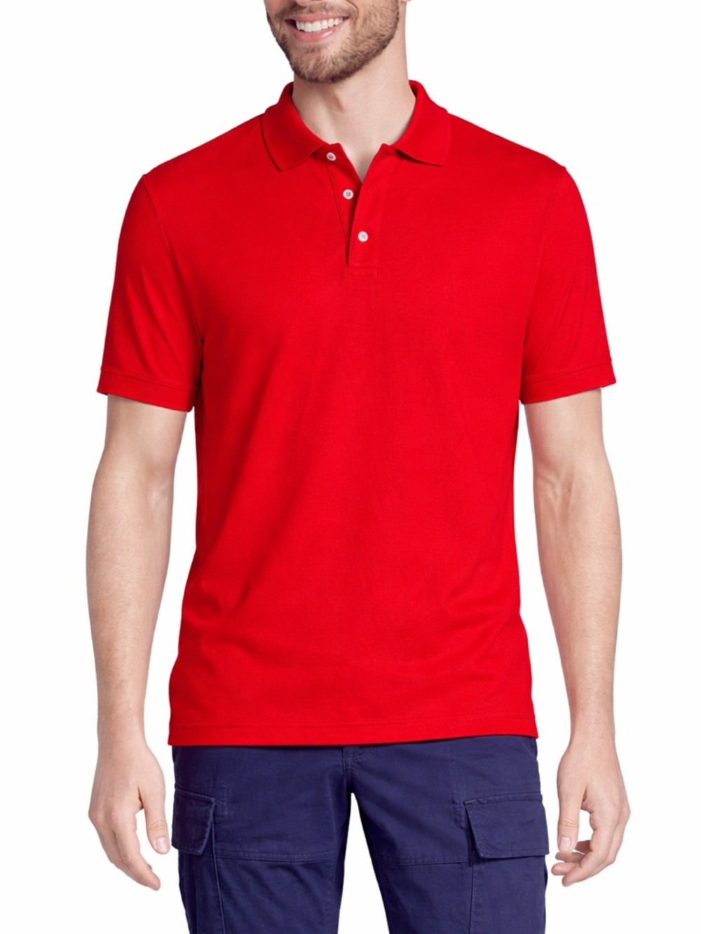 NWT Lands End Tailored Fit Short Sleeve Polo Shirt L